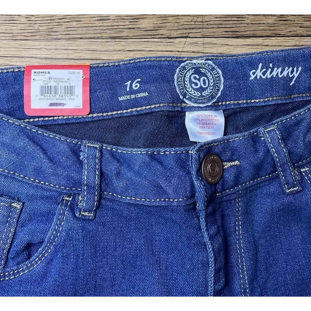 Girls Size 16 Skinny Bootcut Jeans Denim Blue Lot New MSRP $96 Justice Sonoma